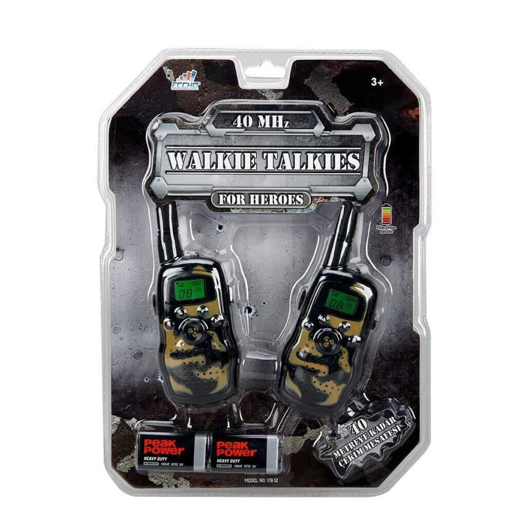 Çocuklar için 40 metre Oyuncak Walkie Talkie Askeri Telsiz Seti Pil Dahil 2 kişilik Eğlenceli Oyun