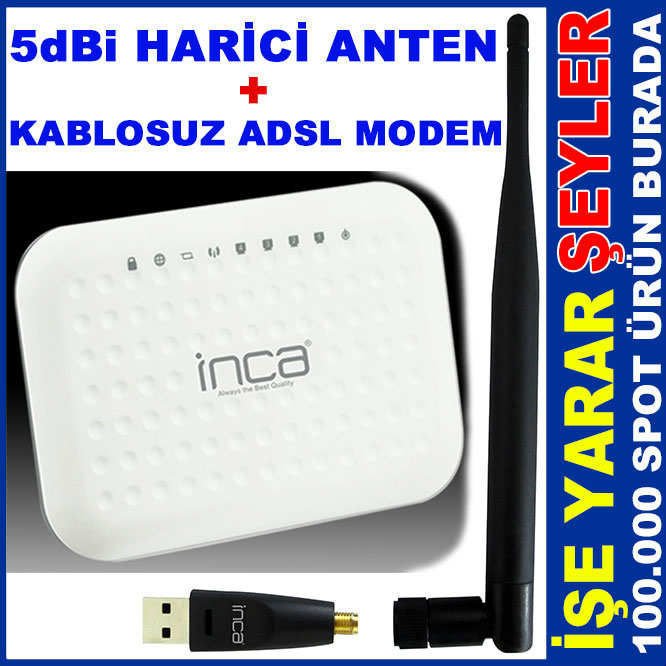 İNCA KABLOSUZ ADSL MODEM VE HARİCİ WIRELESS
