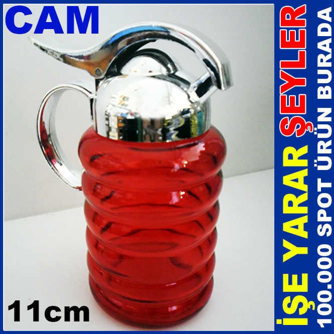 SÜRAHİ MODEL KÜÇÜK BOY RENKLİ CAM YAĞDANLIK