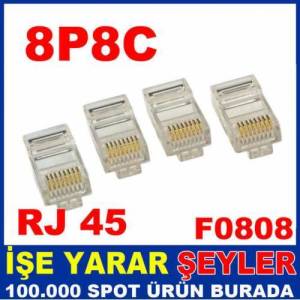 Ethernet Jack Jak Rj 45 Ağ Kablo Ucu 10 Adet