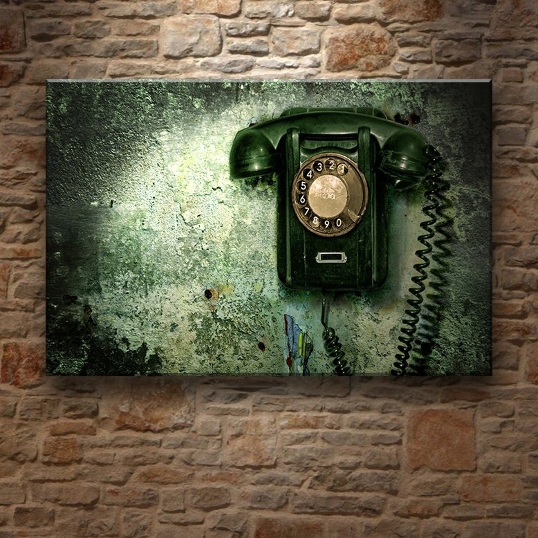 YEŞİL TELEFON-RETRO 7 değişen ölçü ORİJİNAL KANVAS TABLO