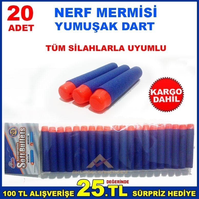20 ADET TÜM NERF TABANCALAR İÇİN DART MERMİ