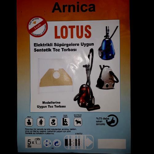 Arnika Lotus Elektrikli Süpürge Sentetik 5 Adet Toz Torbası