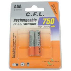 C.F.L. 750 mAh 1.2 V AAA Ni-MH Şarj Edilebilir İnce Kalem Pil 2li