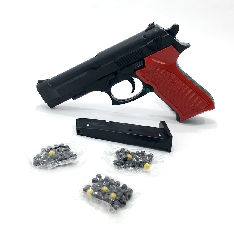 Boncuk Atan Şarjörlü Oyuncak Tabanca 100 Adet Boncuk Hediyeli Plastik