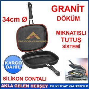2 YEDEK SİLİKON CONTA ile GRANİT DÖKÜM İKİZ BALIK & IZGARA TAVASI