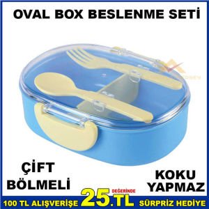 POBİ OVAL BOX PRATİK ÇİFT BÖLMELİ BESLENME SETİ-3