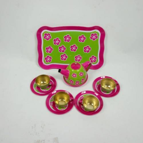 Metal Üzeri Emaye Kaplama Oyuncak Çay Seti 14 Parça