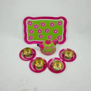 Metal Üzeri Emaye Kaplama Oyuncak Çay Seti 14 Parça