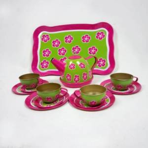 Metal Üzeri Emaye Kaplama Oyuncak Çay Seti 14 Parça