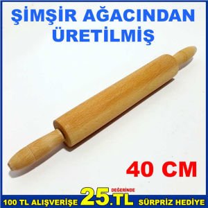 40CM ŞİMŞİR AĞACINDAN ÜRETİLMİŞ HAMUR MERDANESİ