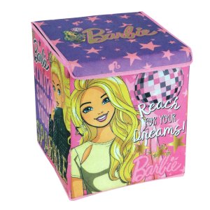 Orjinal Lisanslı Barbie Oyuncak Saklama Kutusu 35x33x38cm Barbie Desenli Katlanabilir Oyuncak Kutusu