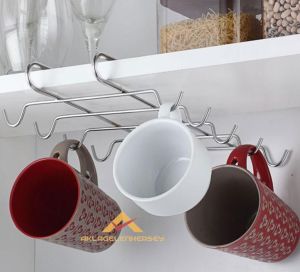 10 Kancalı Düz Duvar Askılığı 68cm Uzunluğunda Büyük Boy Metal Eşya Taşıyıcı Askılık