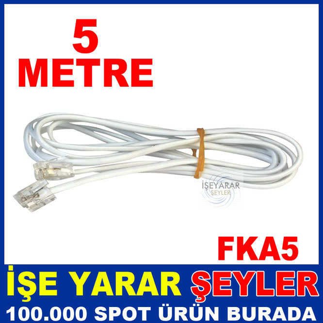 5 METRE TELEFON KABLOSU TEK HAT 2 UCU JACKLI