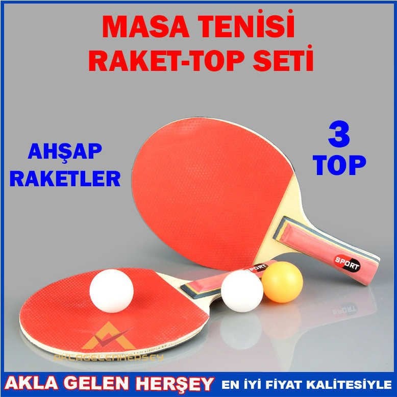 2 AHŞAP MASA TENİSİ RAKETİ VE 3 PİNPON TOPU SETİ