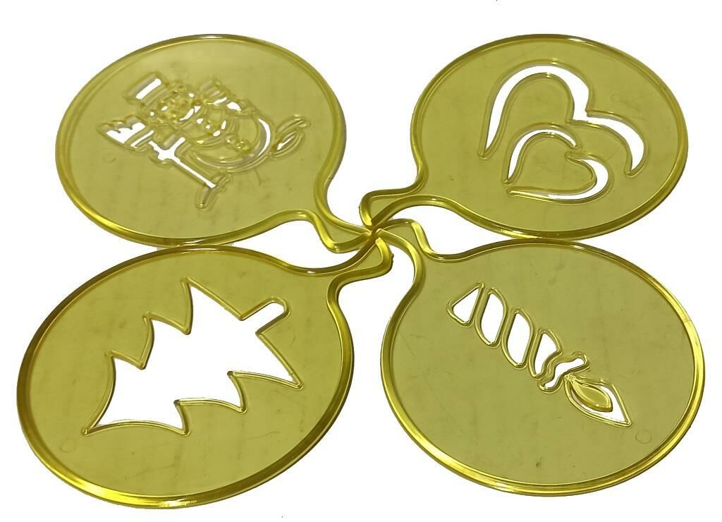 Qlux 4 Adet Farklı Desenlerde ve Renklerde Süsleme Şablonu Altlık Sağlığa Zararsız Maddeden Üretim