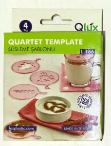 Qlux 4 Adet Farklı Desenlerde ve Renklerde Süsleme Şablonu Altlık Sağlığa Zararsız Maddeden Üretim