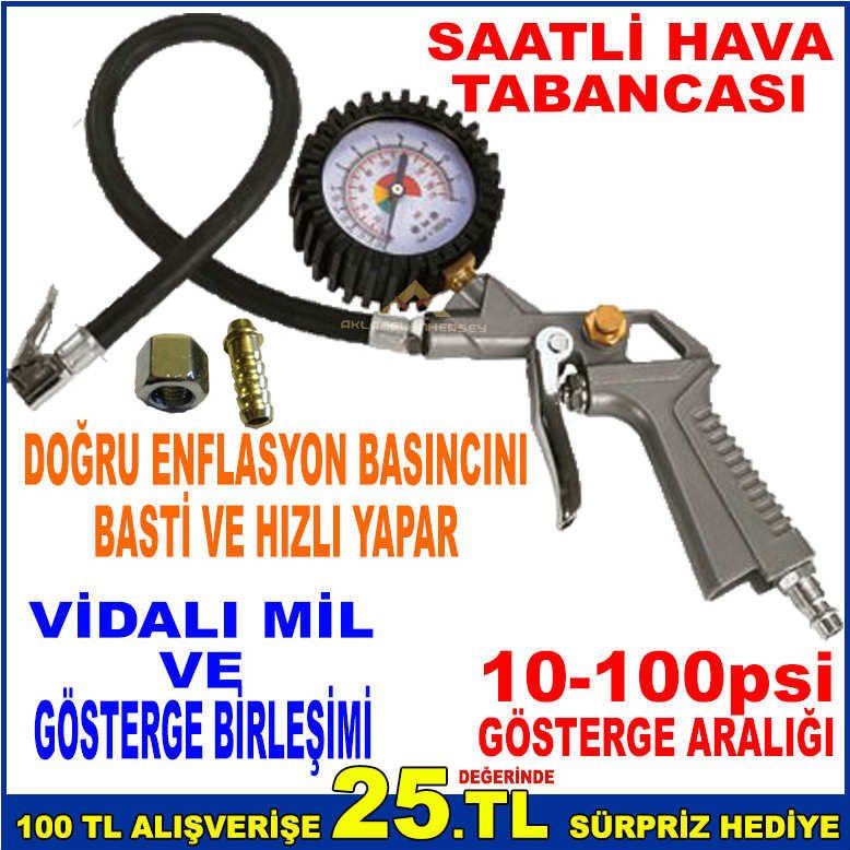 STILSON SAATLİ HAVA TABANCASI OTOMOBİL LASTİKLERİ İÇİN İDEAL GÖSTERGELİ HAVA DÖNGÜ ENFLASYON SİLAHI