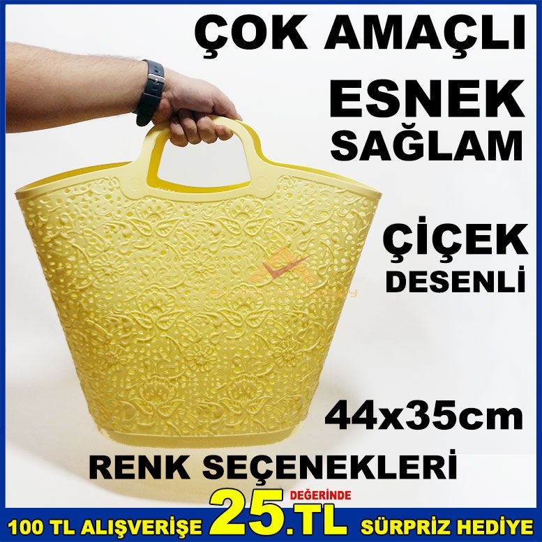 ESNEK ve SAĞLAM PLASTİKTEN ÜRETİM NOSTALJİK ÇİÇEK DESENLİ BAYAN ALIŞVERİŞ ÇANTASI