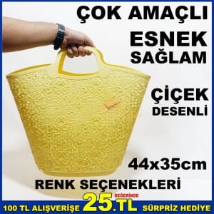 ESNEK ve SAĞLAM PLASTİKTEN ÜRETİM NOSTALJİK ÇİÇEK DESENLİ BAYAN ALIŞVERİŞ ÇANTASI