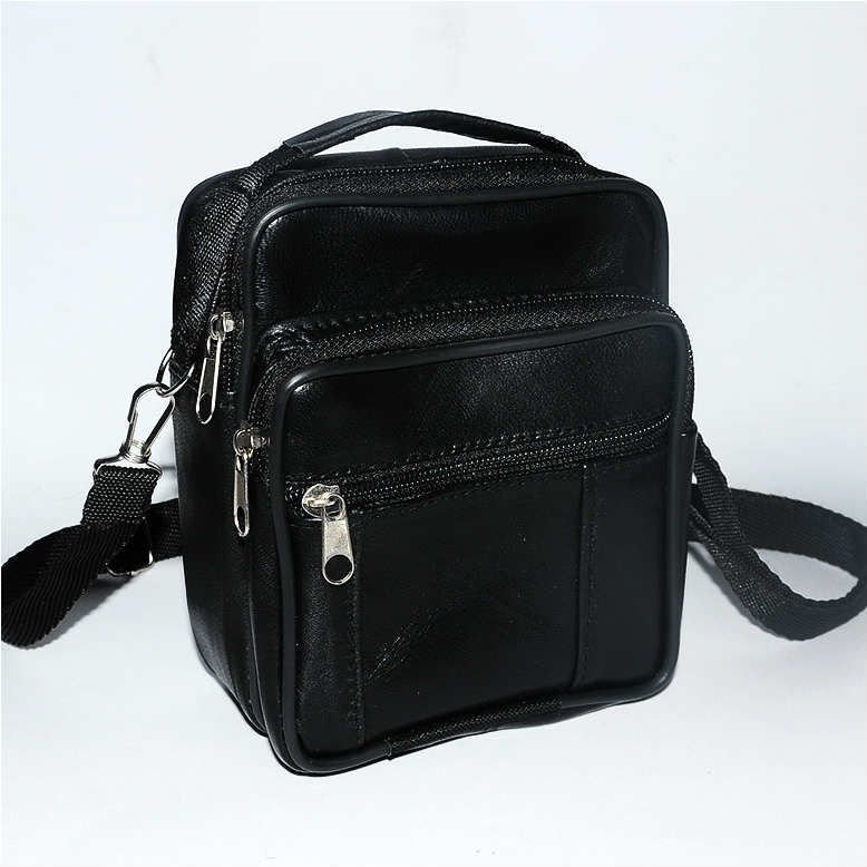 Gerçek Deri El Çantası - Askılı 4 Cepli Dikey Küçük Boy Hakiki Deri El Çantası 14x16cm