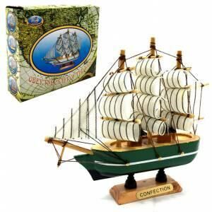 Dekoratif Ahşap Maket Yelkenli Gulet Gemi Hediyelik Süs Eşyası Tekne 14 cm