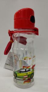 Kırmızı Renk Suluk Yarış Arabalı Adrenalin Pipetli 500ml Su Matarası Kırılmayan En Sağlıklı İçecek Kabı