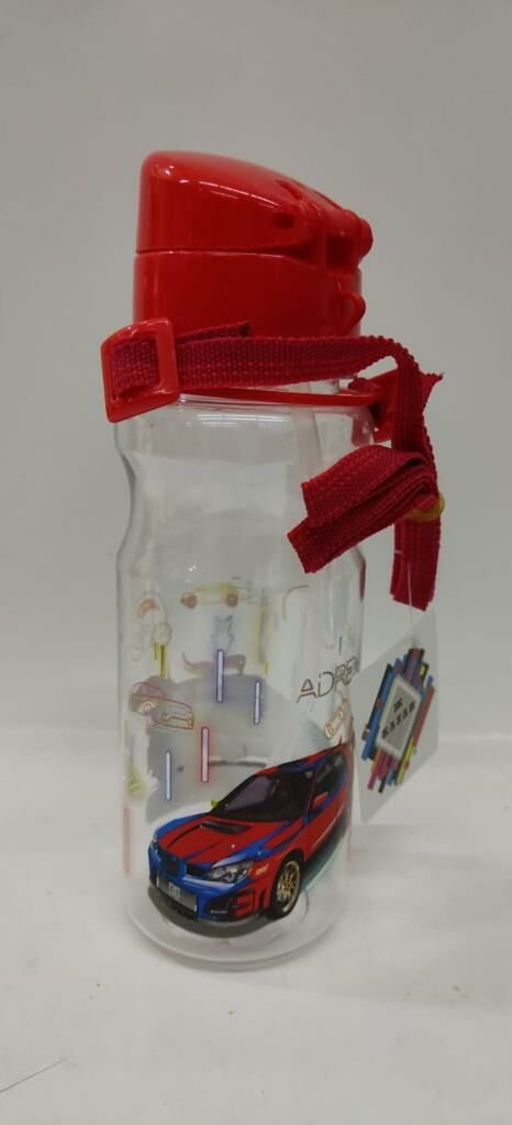 Kırmızı Renk Suluk Yarış Arabalı Adrenalin Pipetli 500ml Su Matarası Kırılmayan En Sağlıklı İçecek Kabı