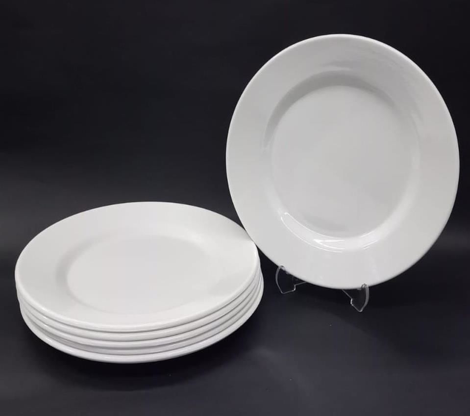 12 Adet Beyaz Melamin Tatlı,Pasta Tabağı 17cm Sığ Tabak Günlük Kullanım için Hesaplı Kase Altı