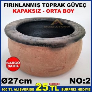 27cm ORTA BOY KAPAKSIZ FIRINLANMIŞ TOPRAK GÜVEÇ
