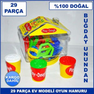 29 Parça Ev Modeli Oyun Hamuru Seti - Buğday Unundan Üretilmiş Doğal Ürün - Play Dough