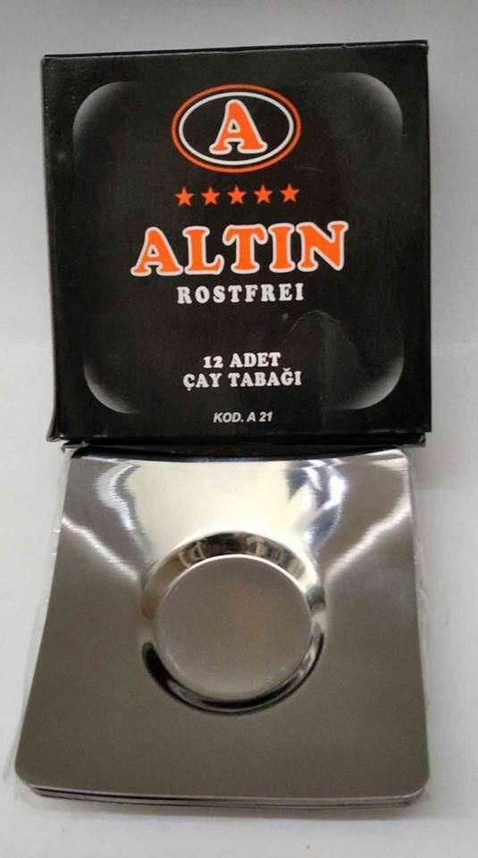 Altın Rostfrei 12 Adet Çelik Çay Tabağı