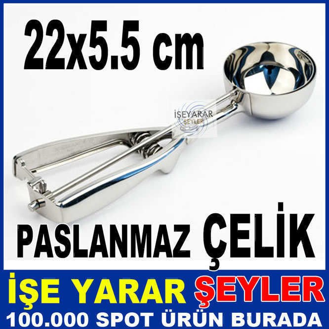METAL ÇEK BIRAK ÇELİK DONDURMA KEPÇESİ 22cm