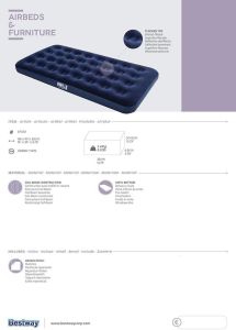 Bestway Tek Kişilik Battal Boy Şişme Yatak Unisex, mavi, Tek Beden