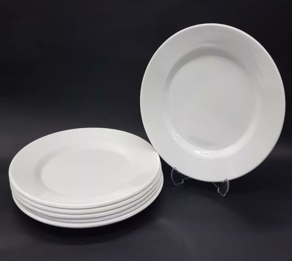 12 Adet Beyaz Melamin Tatlı,Pasta Tabağı 19cm Sığ Tabak Günlük Kullanım için Hesaplı Kase Altı