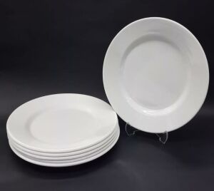 12 Adet Beyaz Melamin Tatlı,Pasta Tabağı 19cm Sığ Tabak Günlük Kullanım için Hesaplı Kase Altı