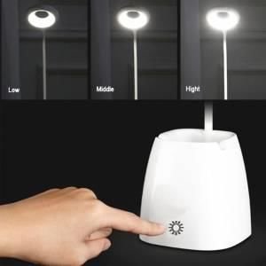 Dokunmatik Telefon Tutucu Kalemlikli Usb Şarjlı Led Masa Lambası 3 Farklı Kademe Işık Şiddeti