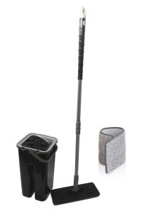 Microfiber Tablet Mop Çift Hazne Siyah Kovalı Ultra Temizlik Seti 4+4=8 Litre Kova+Metal Sap ve Paspas Fiyata Dahil Yıkama-Durulama ve Kurutma Hazneli Tam Set