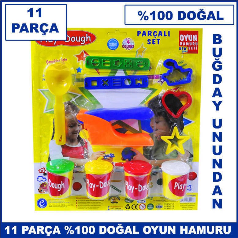 11 Parça Oyun Hamuru Seti - Buğday Unundan Üretilmiş Yüzde 100 Doğal ve Sağlıklı Play-Dough