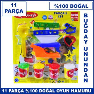 11 Parça Oyun Hamuru Seti - Buğday Unundan Üretilmiş Yüzde 100 Doğal ve Sağlıklı Play-Dough