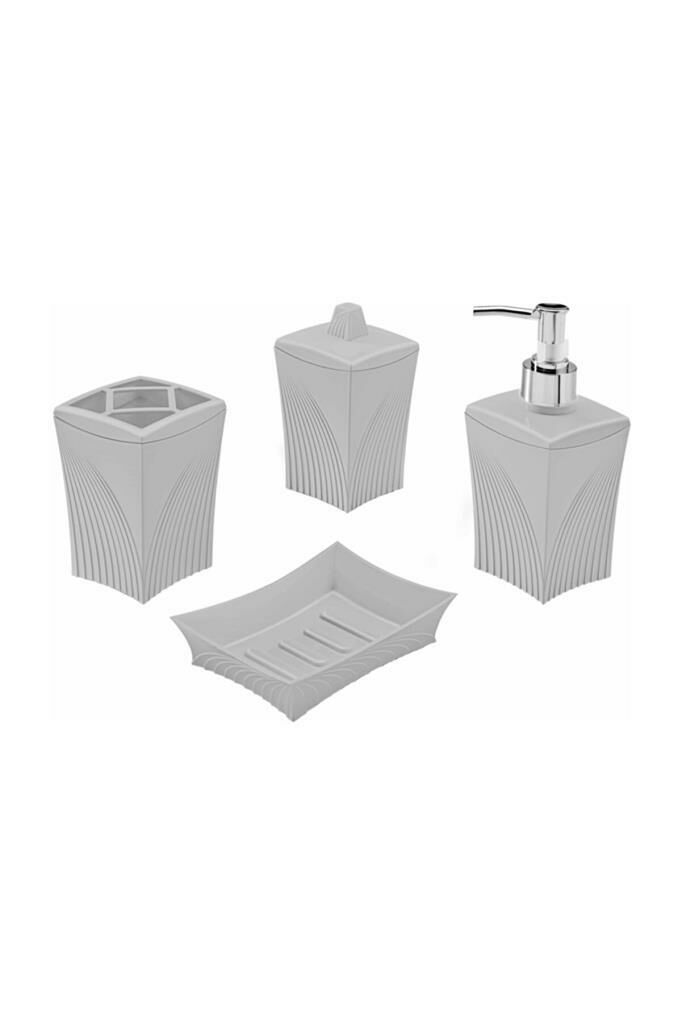4 Parça Flora F350 Diva Banyo Seti (Sabunluk, Sıvı Sabunluk,  Diş Fırçalık, Pamukluk)