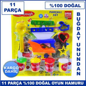 11 Parça Oyun Hamuru Seti - Buğday Unundan Üretilmiş Yüzde 100 Doğal ve Sağlıklı Play-Dough