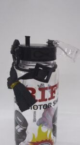 Siyah Renk Suluk Drif Show Motor Action Erkek Suluk Pipetli 500ml Su Matarası Kırılmayan En Sağlıklı İçecek Kabı