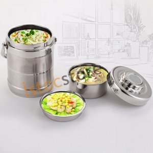 İçi Dışı Full Paslanmaz Çelik 3Bölmeli Kulplu 1.4lt Yemek Termosu Korumalı Sefer Tası