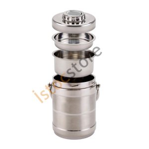 İçi Dışı Full Paslanmaz Çelik 3Bölmeli Kulplu 1.4lt Yemek Termosu Korumalı Sefer Tası