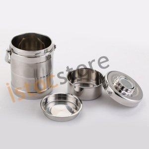 İçi Dışı Full Paslanmaz Çelik 3Bölmeli Kulplu 1.4lt Yemek Termosu Korumalı Sefer Tası