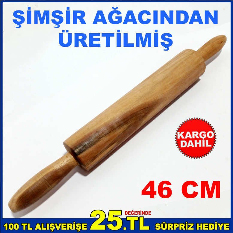 ŞİMŞİR AĞACINDAN ÜRETİM 46cm 1.KALİTE AHŞAP HAMUR AÇMA MERDANESİ