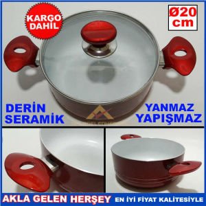 YANMAZ YAPIŞMAZ 20cm DERİN SERAMİK TENCERE KD