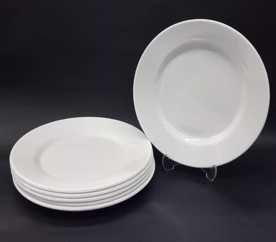 12 Adet Beyaz Melamin Tatlı,Pasta Servis Tabağı 21cm Sığ Tabak