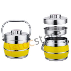 Paslanmaz Çelik 2Bölmeli Kulplu Yemek Termosu Korumalı Sefer Tası